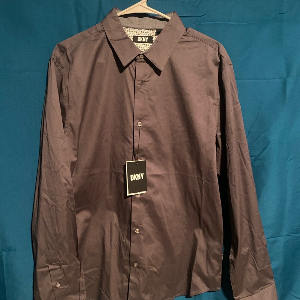 DKNY Men's Gray Button-Up Shirt